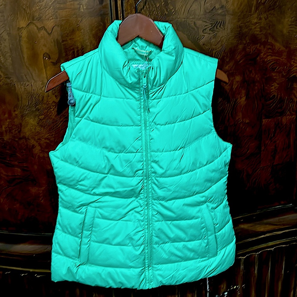 Gap women puffer winter vest size small mint green